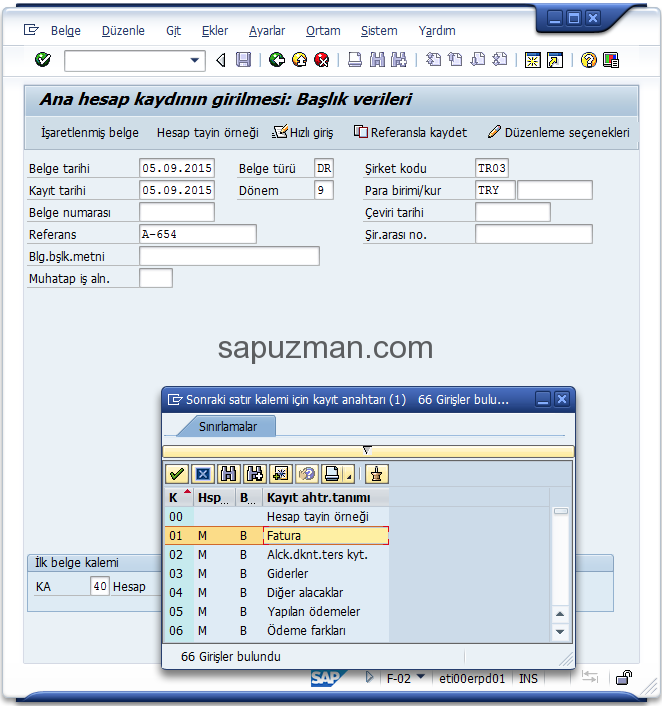 02_Müşteri Hesabı İçin Kayıt Anahtarı Seçimi SAP UZMAN SAP FI, SAP